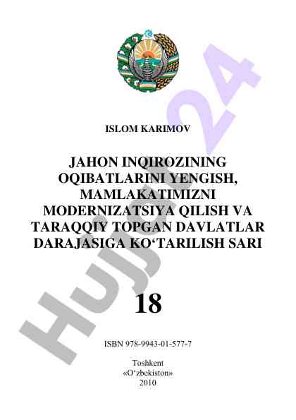 Islom karimov jahon inqirozining oqibatlaridan yengish