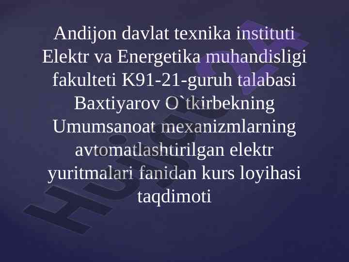 Nasosni tkr – d tizimini hisoblash loyihasi