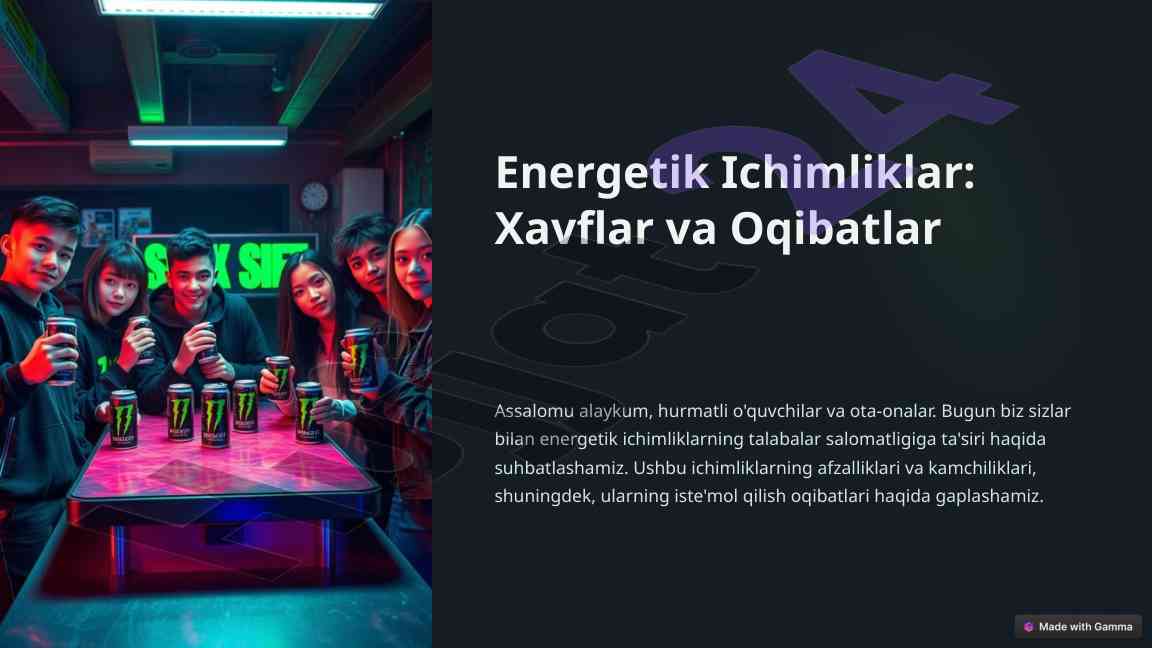 Energetik ichimliklar: xavflar va oqibatlar