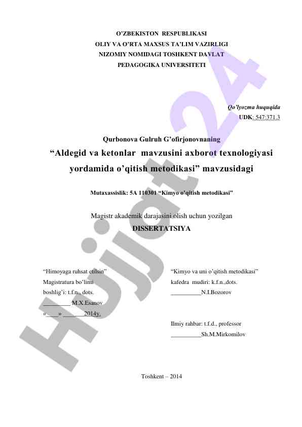 Aldegid va ketonlar mavzusini o'qitish metodikasi