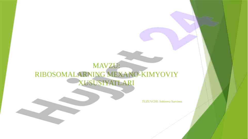 Ribosomalarning mexano-kimyoviy xususiyatlari