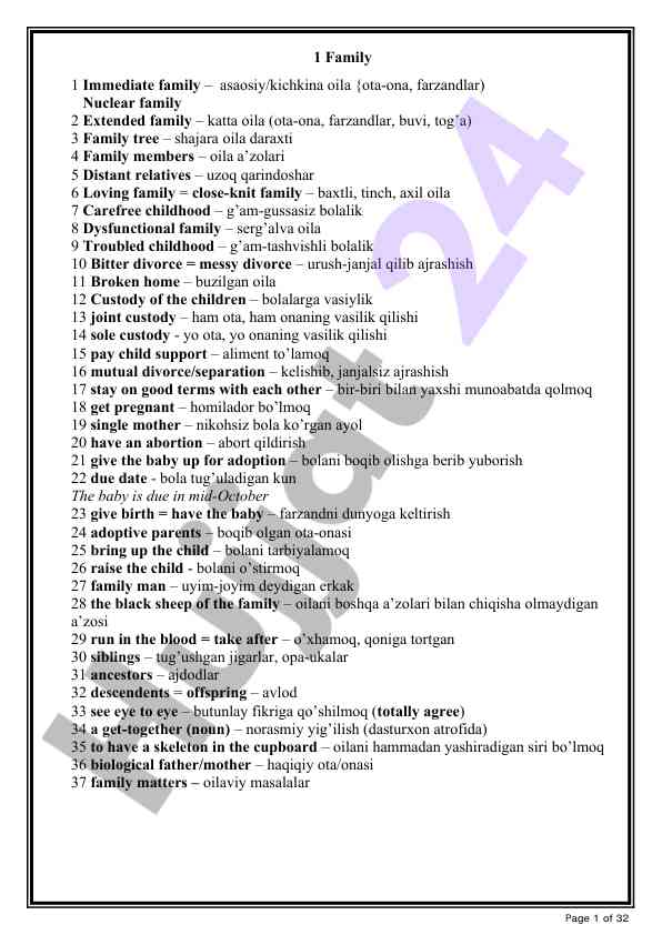 Family terms and concepts for effective communication