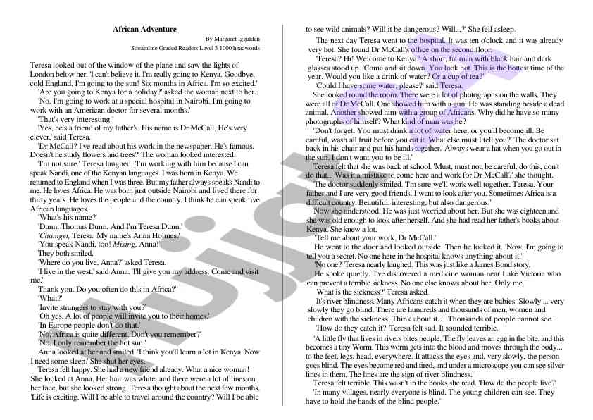 African adventure level 3 graded readers insights