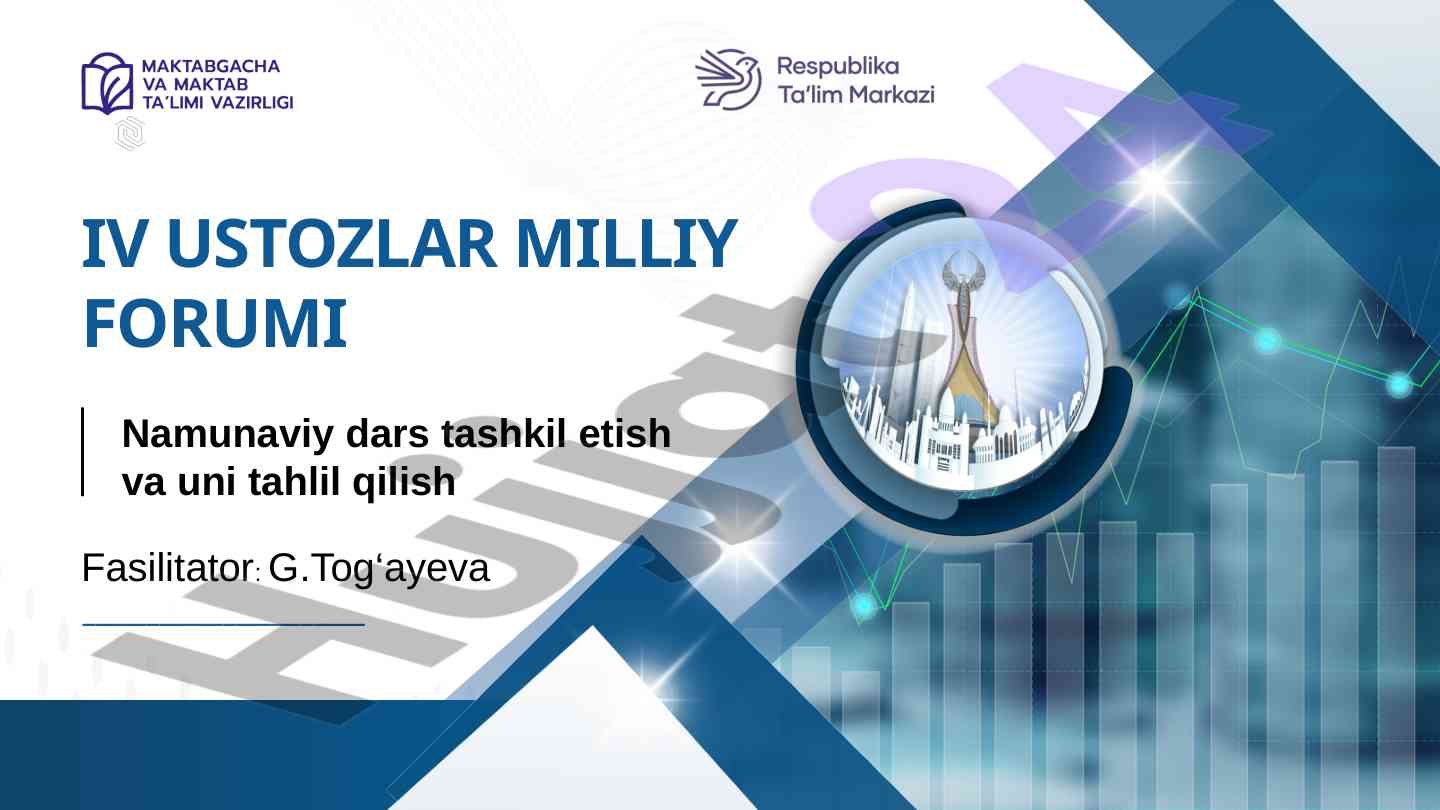 Dars tashkil etish va tahlil qilish usullari