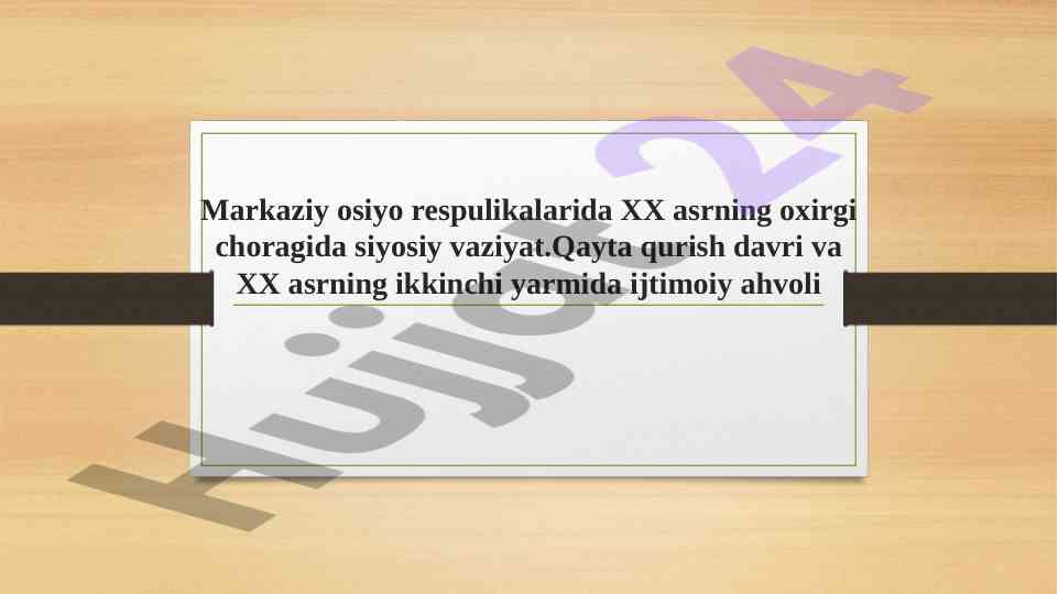 Markaziy Osiyo Respublikalari Va Qayta Qurish
