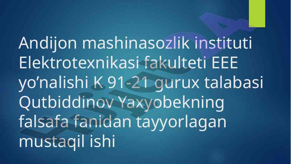Islom nurli ma’rifat dini haqida mustaqil ish