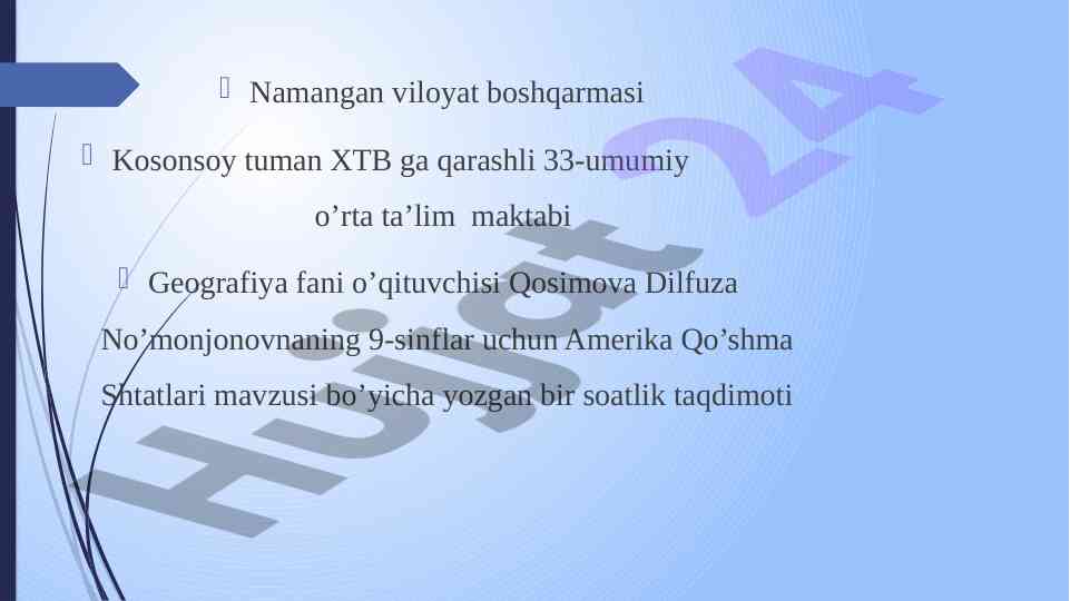 Amerika qo‘shma shtatlari iqtisodiy rayonlari taqdimoti