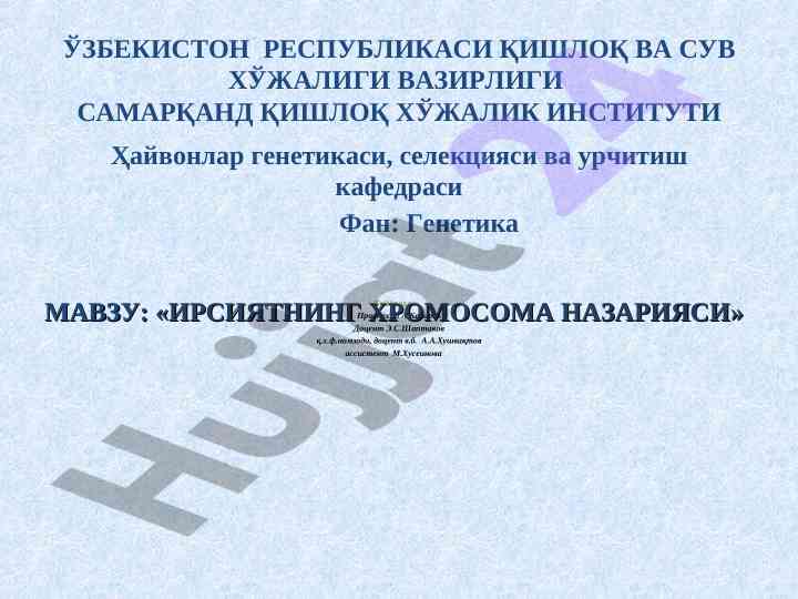 Ирсиятнинг хромосома назарияси тадқиқоти