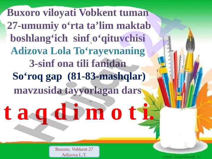So‘roq gap mavzusida dars taqdimoti