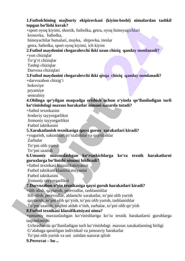 Futbol o'yinida texnika va taktika asoslari