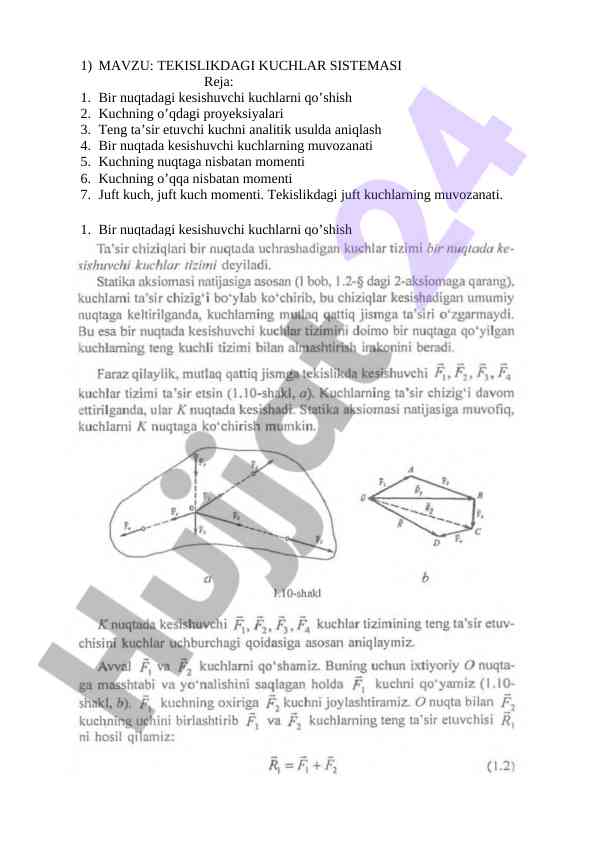 Tekislikdagi kuchlar tizimi bilan tanishing