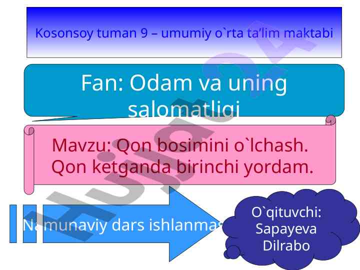 Qon bosimini o`lchash va birinchi yordam