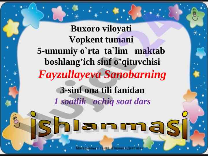 Ona tili fanidan 3-sinf ochiq dars rejasi