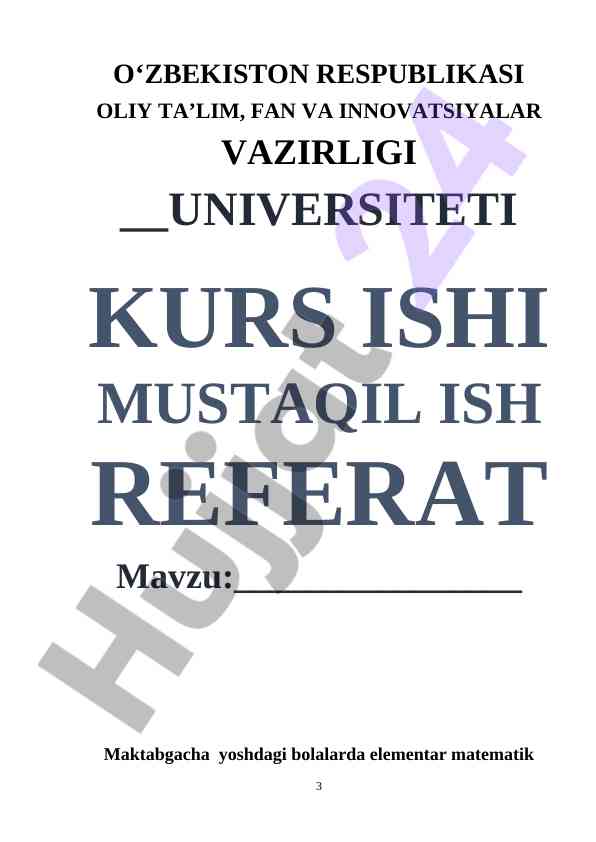 Maktabgacha bolalarda matematik tasavvurlarni shakllantirish