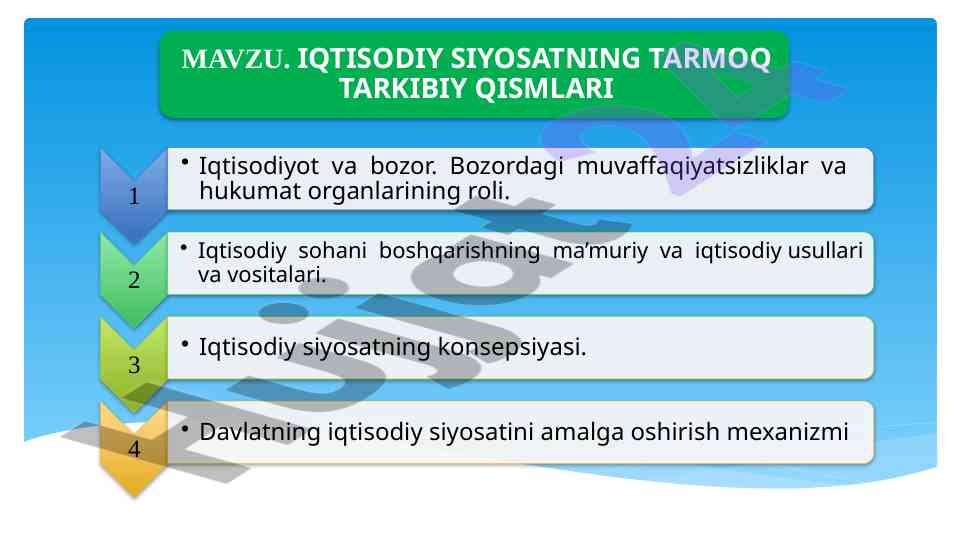 Iqtisodiy siyosatning amaliyotdagi o'rni