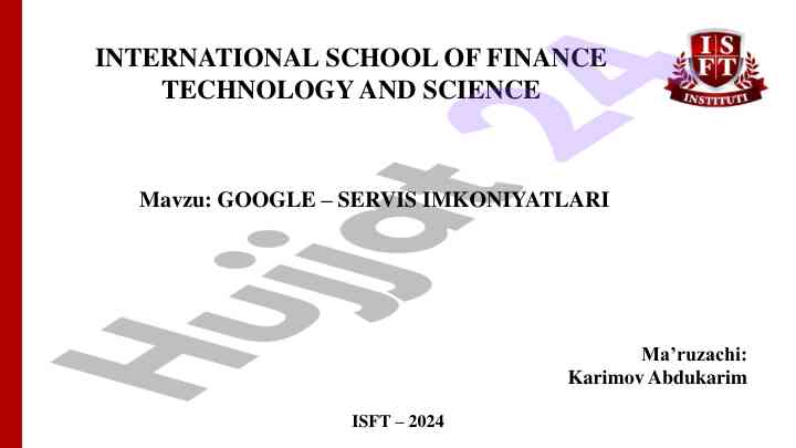 Google servis imkoniyatlari taqdimoti