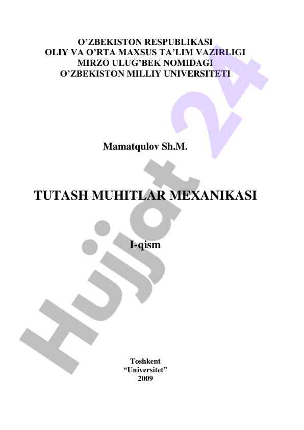 Tutash muhitlar mexanikasi asoslari