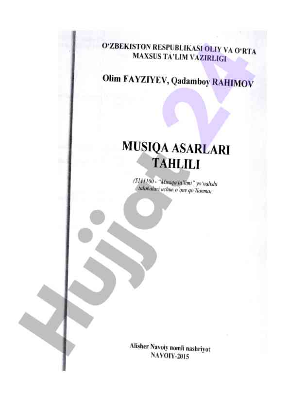 Musiqa asarlarini tahlili kursi haqida malumot