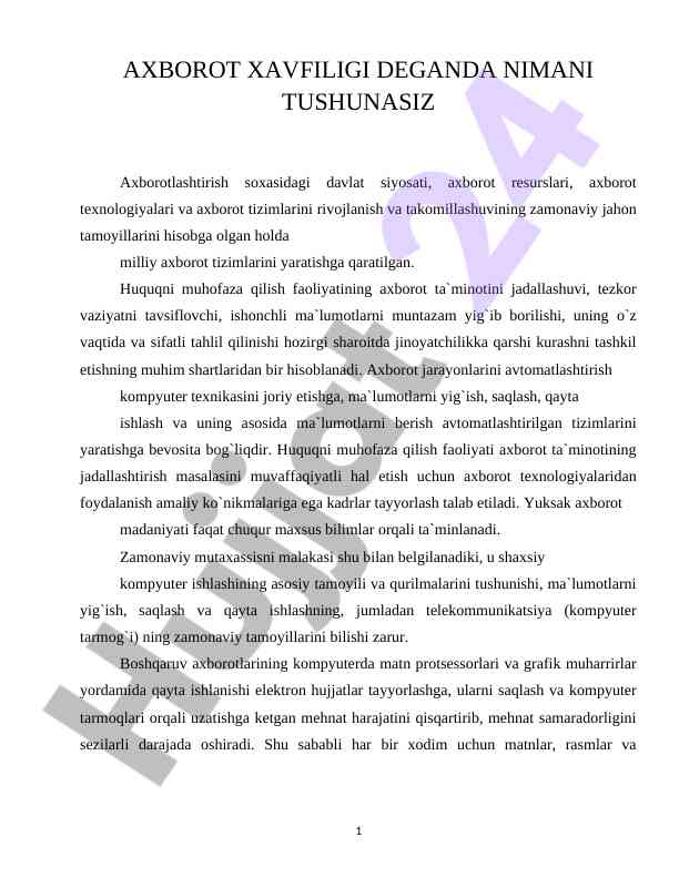 Axborot xavfsizligi va huquqni muhofaza qilish