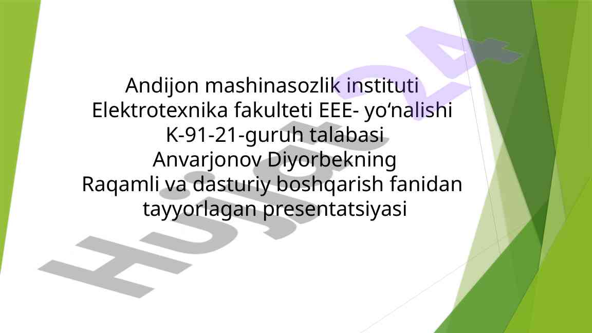 Mikroprotsessorli tizimlar va dasturiy boshqarish