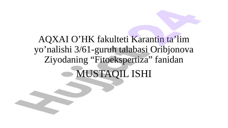 Fumigatsiyada foydalaniladigan idishlar mavzusida mustaqil ish