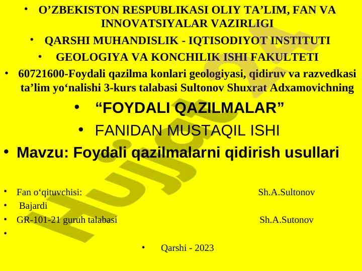 Foydali qazilmalarni qidirish usullari