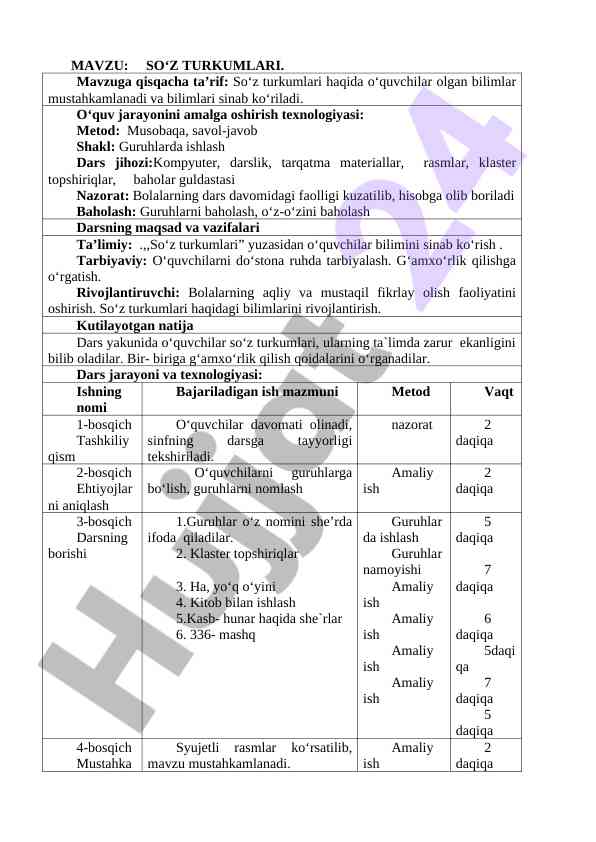So'z turkumlari taqdimoti o'yinlari