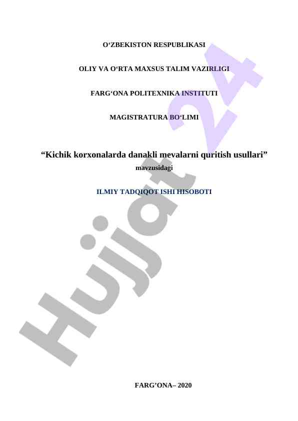 Kichik korxonalarda danakli mevalarni quritish usullari