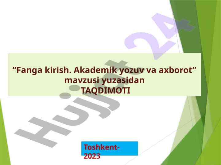 Akademik yozuv va axborot mavzusi taqdimoti