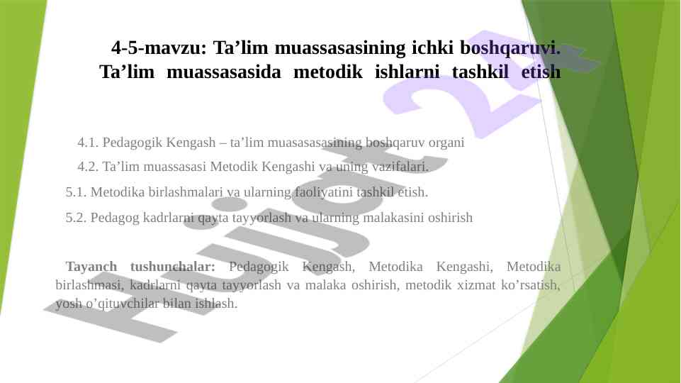 Ta’lim muassasasining ichki boshqaruvi bo'yicha fikrlar