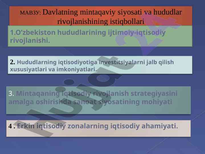 Davlatning mintaqaviy siyosati va rivojlanish strategiyalari