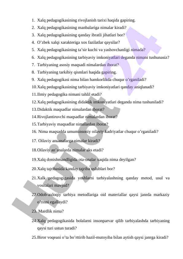Xalq pеdagоgikasining rivojlanish tarihi va manbalari