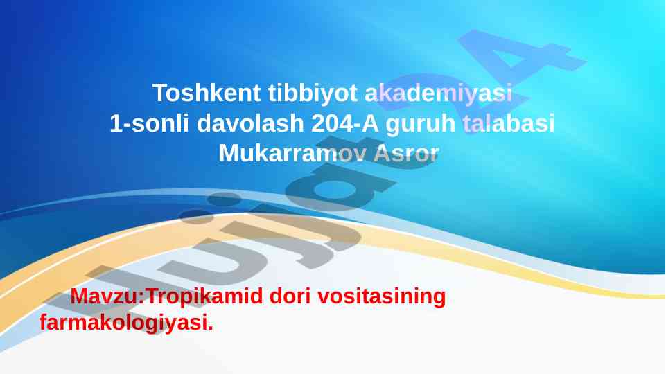 Tropikamid dori vositasining farmakologiyasi