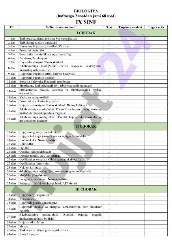 Tirik organizmlarning o‘ziga xos xususiyatlari