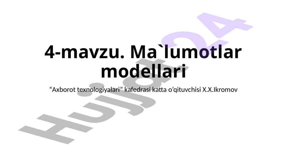 Relyatsion modellar va ma'lumotlar bazalari