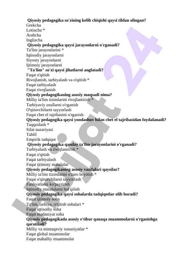 QIYOSIY PEDAGOGIKA VA UNING MAQSADLARI