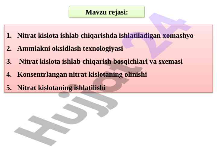 Nitrat kislota ishlab chiqarish texnologiyalari