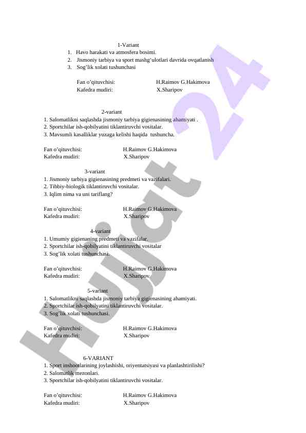 Jismoniy tarbiya va sportning ahmiyati