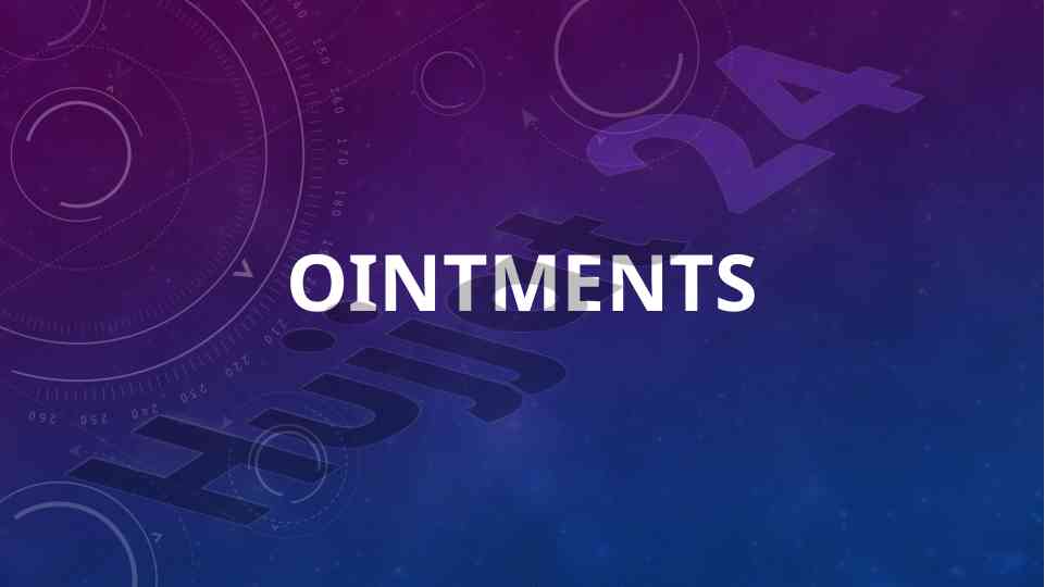 Ointments for skin application and their properties