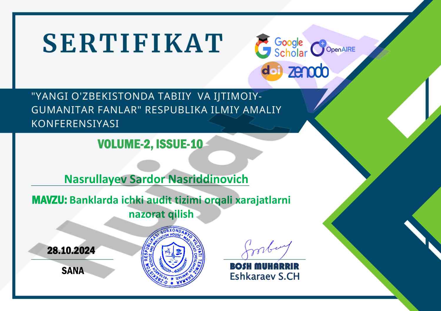 Banklarda ichki audit tizimi orqali xarajatlarni nazorat qilish