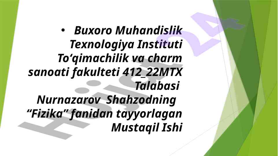 Fazoviy o'tishlar tahlili va ular g'oyasi