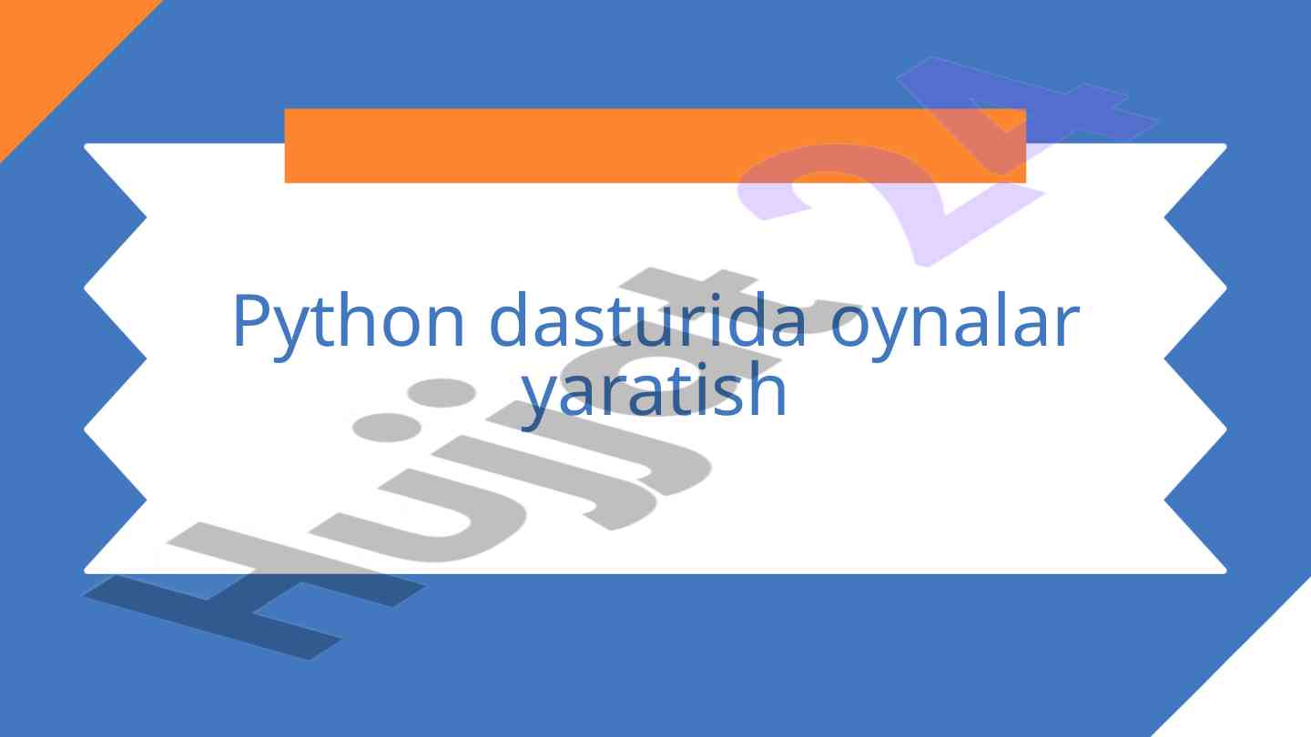 Python dasturida oynalar yaratish tkinter kutubxonasi