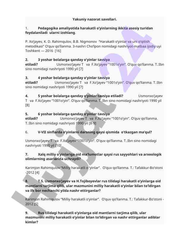 Harakatli o'yinlar va o'qitish metodikasi