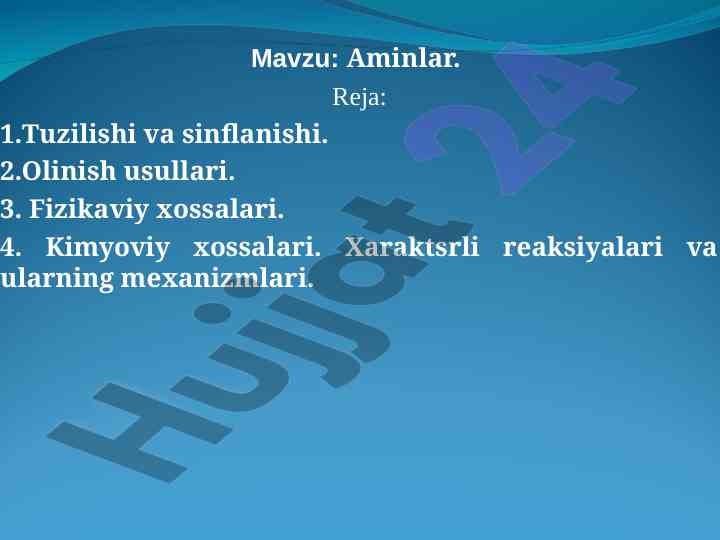 Aminlar tuzilishi va olinish usullari