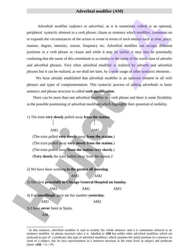 Understanding adverbial modifiers in syntax