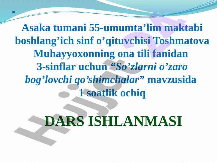 So'zlarni o'zaro bog'lovchi qo'shimchalar dars ishlanmasi