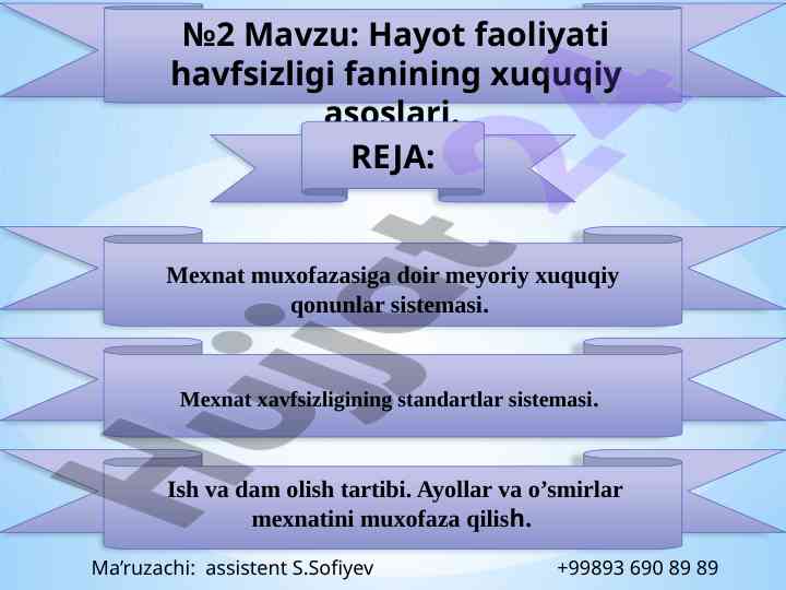 Hayot faoliyati havfsizligi fanining huquqiy asoslari