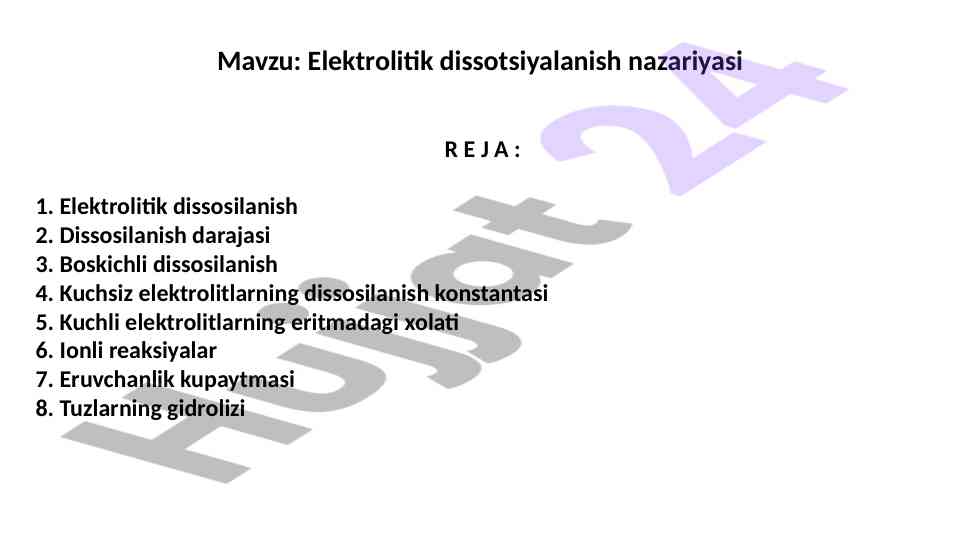 Elektrolitik dissotsiyalanish nazariyasi
