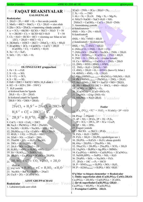 Galogen reaksiyalariga oid laboratoriya ishlari