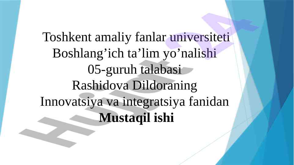 B.Blum Taksanomiyasi Haqida Mustaqil Ish